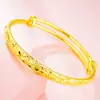 Vietname areia ouro plana rodada estrelado push-pull pulseira atacado banhado a ouro 24k duplo bu fosco pulseira ajustável para as mulheres