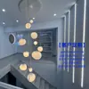 [Personalizado] Lustre Minimalista Grande para Duplexes, Lustre Rotativo em Formato de Seixo Estilo Chinês Novo para Escadas de Pé-Direito Alto, Design Moderno