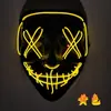 Máscara Luminosa Forma de V Luz Fría LED Negra Forma de V Horror Carnaval Halloween Baile Paso Fantasma Baile de Fantasma Broma
