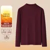 Camada de Base Térmica Masculina Outono/Inverno com Gola Meia-Alta, Toque Premium, Autotérmico, Gola Média, Camiseta Interna Casual de Manga Longa para Homens
