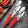 Clip de Flor de Ciruelo de Plástico Rojo Brillante de Acero Inoxidable 304, Clip para Pan Engrosado con Anillo, Pinza para Alimentos, Clip para Buffet, Clip para Barbacoa