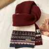 Cachecol de Tricô Jacquard Fair Isle para Mulheres Outono e Inverno Novo Estilo Coreano Espessado Versátil Quente Cachecol de Estudante