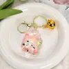 Chaveiro de Garrafa de Areia Líquida Panda Hambúrguer de Sorvete Preenchido com Óleo Acrílico Pingente Criativo de Picolé Panda para Mochila de Estudante