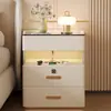 Mesita de noche inteligente para uso en dormitorio, multifuncional, flotante, de lujo ligero, diseño simple, con cerradura de contraseña por huella dactilar