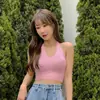 Camisola corta con tirantes al cuello para mujer, estilo Hong Kong, sin mangas, interior de punto, moderna, con espalda hermosa