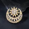 Nuevos Adornos de Cofre de Metal de Alta Gama de Estrella y Luna para Mujer, Broches Versátiles Retro Europeos, Pines y Accesorios Florales