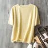 Camiseta de Punto de Manga Corta con Cuello Redondo Versátil Sin Costuras Hongmi Apparel/ Baby Cloud con Seda de Morera, Cachemir y Lana
