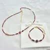 Nuevo Estilo Chino Pulsera Collar de Piedra Natural Perla de Agua Dulce Ágata Granate Pulsera Accesorios de Nicho de Gama Alta