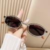 Nuevas Exquisitas Gafas de Sol Hechas a Mano Incrustadas de Diamantes Celebridad de Internet Marco Ovalado Retro Gafas de Sol Personalizadas Patillas con Veta de Madera Gafas de Sol