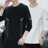 Camiseta de manga larga para hombre, de corte holgado y oversized, perfecta como capa base para el otoño, con estampados de moda y colores lisos, versátil y elegante