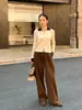 Calça Casual Comfy de Inverno Grossa com Cintura Elástica de Perna Larga Reta Emagrecimento para Mulheres Estilo Coreano Calça Longa 068