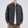 Nueva colección otoño/invierno 2026: Camisa retro de estilo japonés con retazos y manga larga, camisa de trabajo, prenda exterior casual de estilo americano holgada