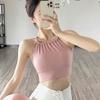 Verão Novo Regata Plissada Yoga Esportes Manga Curta Celebridade da Internet Alças Finas Sexy Versátil Roupa Exterior