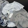 Verão Nova T-shirt Infantil Casual All-match Western Style Girl Carta Impressão Curto-manga Curta Trendy T-shirt Meia-manga Manga Longa Top