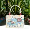 Bolso para Mujer Xishuangbanna Características Étnicas Pavo Real Grande como Flor de Peonía Jacquard Bordado de Doble Cara Hilo de Oro Bolso de Mano para Salir