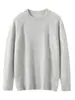 Suéter Masculino de Gola Redonda Liso 100% Caxemira Pura, Novo Outono/Inverno Tricô Solto Pulôver Manga Longa Camisa Base