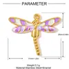 Colgante de Acero Inoxidable para Manualidades con Forma de Gota de Flor Retro Francesa Colgante de Joyería de Acero de Titanio de Libélula Colorida para Mujer