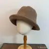 Chapéu de Pescador Enrolado de Alta Qualidade 100% Lã Chapéu Retrô para Mulheres Estilo Dama Elegante Outono e Inverno Chapéu de Sino