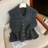Recomendación de estilo de autosujeción~ Chaleco de punto de cuello alto retro de un solo botón para mujer, nuevo para otoño e invierno, suéter suave y pegajoso para capas