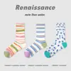 Calcetines de Mujer Renacentistas de Verano Finos con Bloques de Color Rayados Calcetines de Malla Calcetines de Media Pantorrilla Dopamina para Mujer