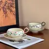 Série Flutuante Criativa Conjunto de Xícara e Pires de Café Caneca de Cerâmica Chá da Tarde no Escritório Xícara de Café Xícara de Água