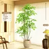 Planta Artificial Verde Nandina Bambu Planta Falsa High-End Luxo Leve Árvore Decorativa para Sala de Estar Ornamentação de Chão Interna Grande em Vaso