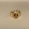 Anillo vintage de piedra ojo de tigre natural cepillado Maillard luz de lujo sentido de alto nivel uso apilado súper brillante microincrustación versión ancha anillo de dedo para comida
