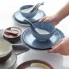 Conjunto de Louça de Cerâmica Retrô Japonês Pratos Comerciais para Restaurante Pratos Pequenos Pratos Rasos Pratos para Bife Domésticos Tigelas Grandes Transfronteiriço