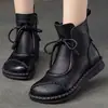 Botines planos de estilo étnico retro para mujer, nueva colección otoño/invierno 2026, modernos, de suela suave, versátiles, cómodos, de punta redonda, botines tipo mom