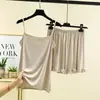 Top de Modal com Amarração no Pescoço Shorts com Renda Splicing Moda Conjunto Feminino Verão Solto Casual Tamanho Grande Casa Conjunto de Duas Peças