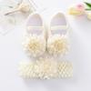 Zapatos Nuevos para Bebé 2022 Ins Europeos y Americanos Zapatos de Princesa con Flores 3-6-9 Meses 10 Suela Suave Set de Zapatos para Bebé con Diadema