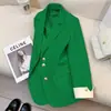 Traje de Mujer Estilo Coreano con Mangas Enrolladas, Múltiples Colores en Stock, Entrega Directa, Nuevo Modelo Otoño 2026, Botón Dorado, Color Brillante, Blazer de Corte Holgado