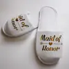 Chinelos de Pijama para Festa de Casamento Itens Descartáveis de Quarto de Hotel Sapatos com Letra em Inglês Fonte Brilhante Noiva