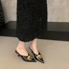 Sandalias Mules Elegantes de Tacón Alto Estilo Francés para Mujer, Nuevo Verano 2025 Punta Afilada Tacones Altos de Medio Zapato