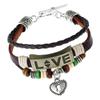 Pulseira punk europeia e americana feita à mão com contas de couro de vaca liga amantes AMOR pulseira de couro joias e-commerce transfronteiriço fornecimento
