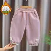 Pantalones para niñas, nueva colección otoño/invierno 2026, pantalones largos casuales con forro polar, ropa para niños, pantalones joggers para niños, envío directo de invierno