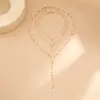 Colar Cruz de Metal com Pingente de Especiaria Transfronteiriço Europeu e Americano Corrente de Clavícula em Y Elegante com Contas de Pérola Multicamadas