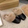 Pantuflas de mujer estilo retro, de suela plana y forradas de felpa para uso en exteriores, nueva colección de invierno 2026, antideslizantes, cálidas y con diseño de punta cerrada