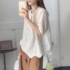Camisa de Algodão Bordada Estilo Chinês Retro Artístico Blusa Pulôver de Manga Curta com Pregas de Organza de Temperamento para Mulheres