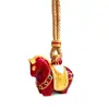 Tienda de Oro Mismo Estilo Collar Colgante de Esmalte Rojo Chapado en Oro "Riqueza Instantánea" con Pedrería, Caballo del Zodiaco, Regalo de Año de Nacimiento para Novia