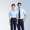 Camisas blancas de algodón de verano para hombre y mujer, camisas de cuello en V profesionales para mujer, uniformes de trabajo para ventas de tiendas 4S, ropa formal