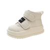 Botas de neve de sola grossa femininas inverno 2024 novos sapatos brancos pequenos com forro de lã sapatos de algodão quentes de sola grossa sapatos de pão com velcro