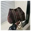 Bolsa de Corrente Grande Capacidade Estilo Coreano Bolsa Feminina 2025 Primavera Nova Retrô Lã Xadrez Balde Personalizada Ins Bolsa de Ombro