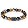 Pulseira Nova Amazon com Contas de Pedra Tripla Doze Constelações Olho de Tigre Hematita Obsidiana Pulseira Atacado Comércio Exterior