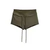 Shorts Esportivos de Verão Pretos de Cintura Baixa para Mulheres, Cintura Elástica, para Baixinhas, Levanta Bumbum, Emagrecedor, Casual, Hot Pants Super Curtos