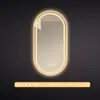 Espejo de baño inteligente ovalado para pared salón de belleza con luz pantalla táctil LED inducción antivaho espejo de tocador HD