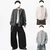 Cardigã de tricô aberto, estilo retrô e descontraído, para homens, moderno, de corte amplo, casual, estilo coreano, minimalista e com um visual sofisticado, com gola redonda
