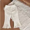 Estilo Primavera y Otoño Niños Encaje Niñas Lindo Versátil Abrigo Bebé Estilo Coreano Pantalones de Moda Elástico Nuevos Pantalones Largos