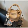 Bolso Satchel Francés Casual Simple Elegante de Nuevo Estilo Transfronterizo 2025, Bolso de Cubo Plisado de Alta Gama para Mujer