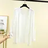 Cardigan Feminino de Modal Fino com Manga Longa, Xale de Verão Cor Sólida, Casaco Protetor Solar, Peça de Roupa Externa Irregular, Camisa para Ar Condicionado